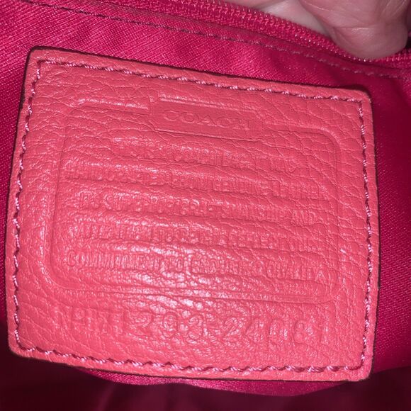 Coach Pink Poppy Leather Handbag Large 24081 Double Chain Handle turnlock pocket - Picture 9 of 16